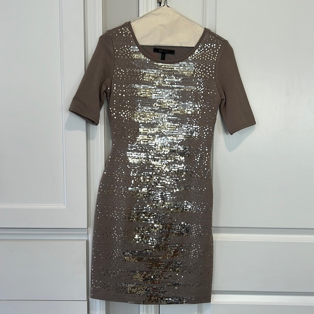 Bcbg Max Azria Size Extra Small Sequence, Taupe D… - image 1